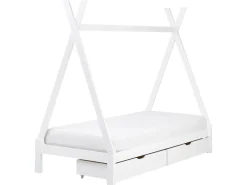 Letto per bambini con cassetti Tenda Tipi Legno di pino DEVAY 90 x 200 cm Bianco