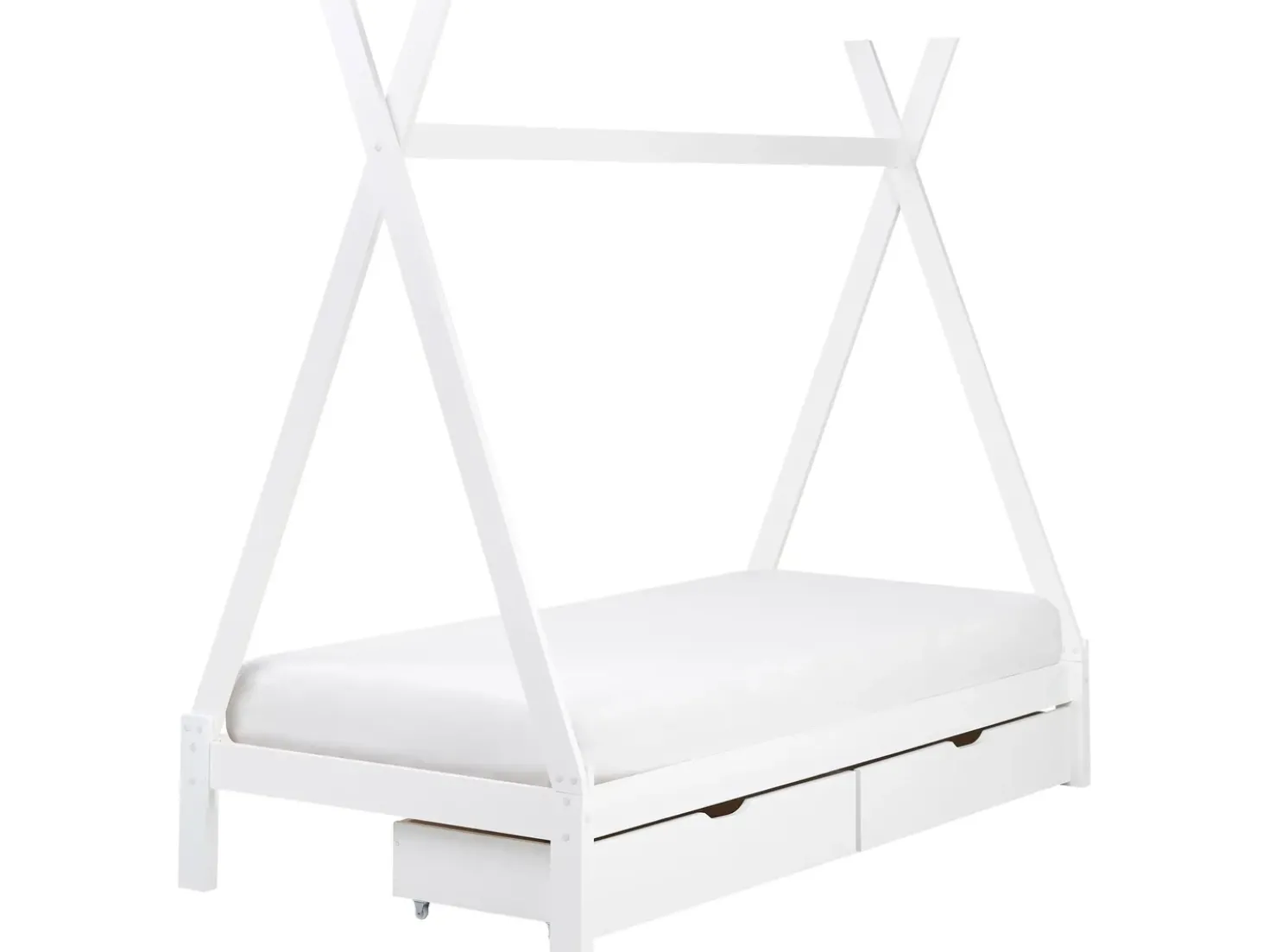 Letto per bambini con cassetti Tenda Tipi Legno di pino DEVAY 90 x 200 cm Bianco