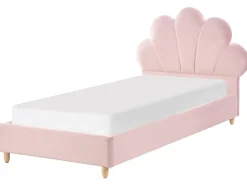 Letto per bambini Conchiglia Velluto NEULISE 90 x 200 cm Rosa