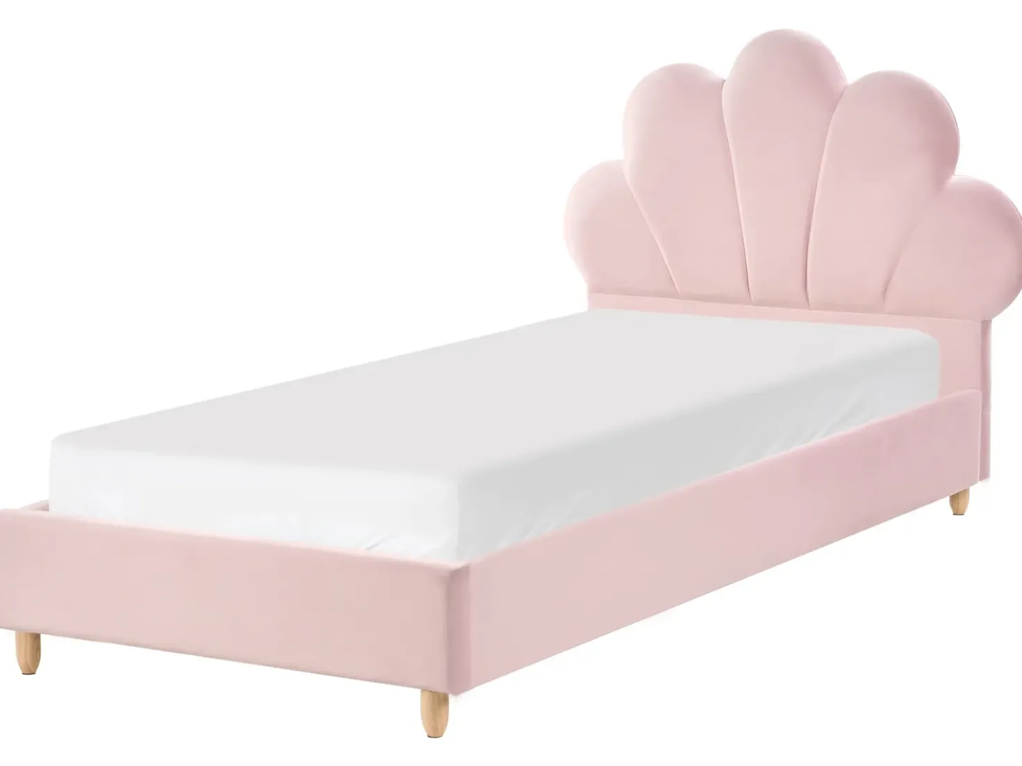 Letto per bambini Conchiglia Velluto NEULISE 90 x 200 cm Rosa
