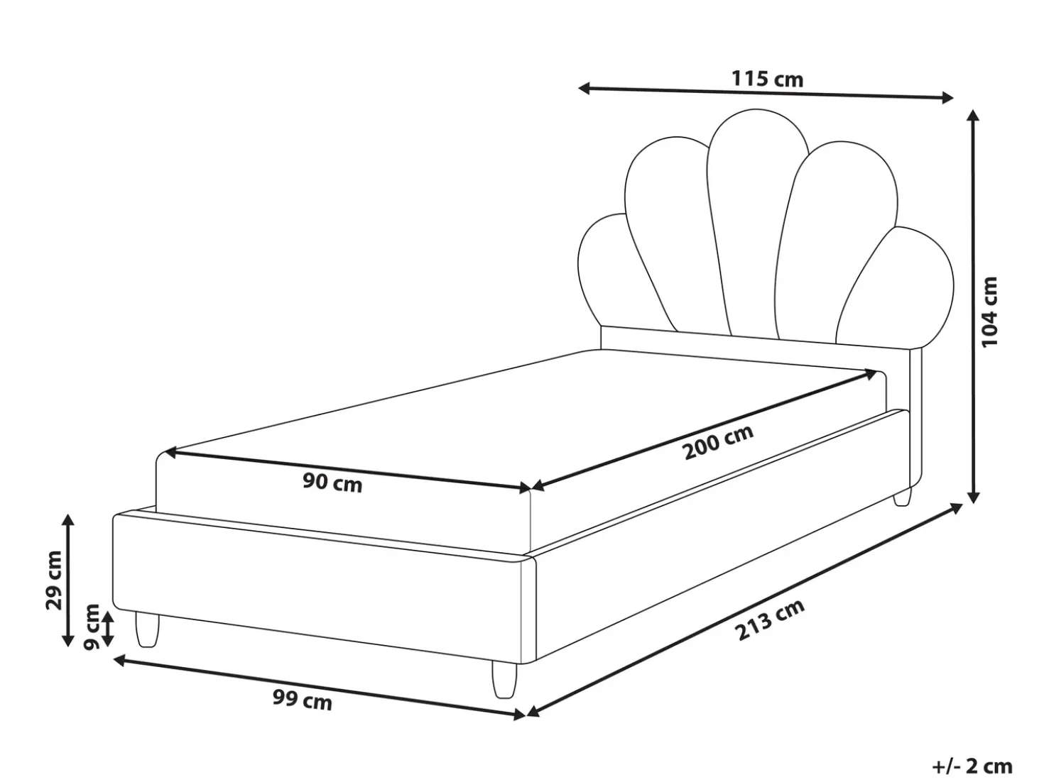Letto per bambini Conchiglia Velluto NEULISE 90 x 200 cm Rosa