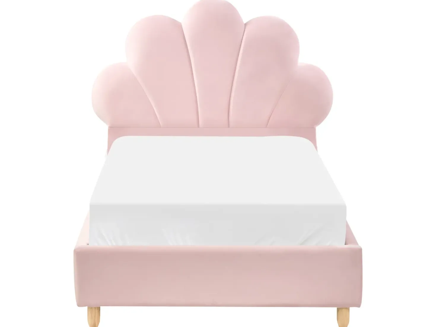 Letto per bambini Conchiglia Velluto NEULISE 90 x 200 cm Rosa