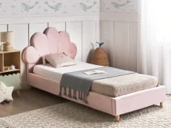 Letto per bambini Conchiglia Velluto NEULISE 90 x 200 cm Rosa