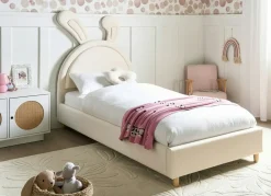 Letto per bambini Coniglio Velluto LALLIAS 90 x 200 cm Beige