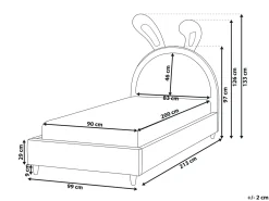 Letto per bambini Coniglio Velluto LALLIAS 90 x 200 cm Beige