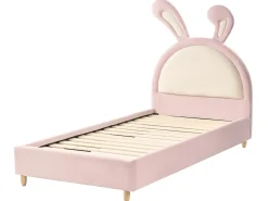 Letto per bambini Coniglio Velluto LALLIAS 90 x 200 cm Rosa