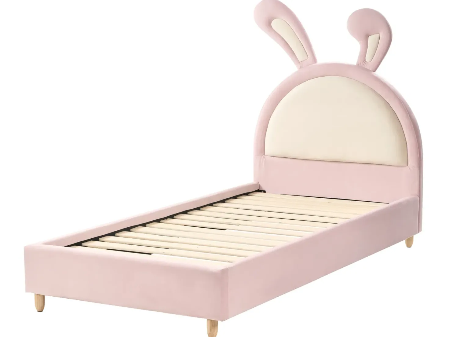 Letto per bambini Coniglio Velluto LALLIAS 90 x 200 cm Rosa