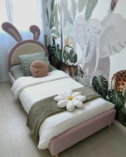 Letto per bambini Coniglio Velluto LALLIAS 90 x 200 cm Rosa