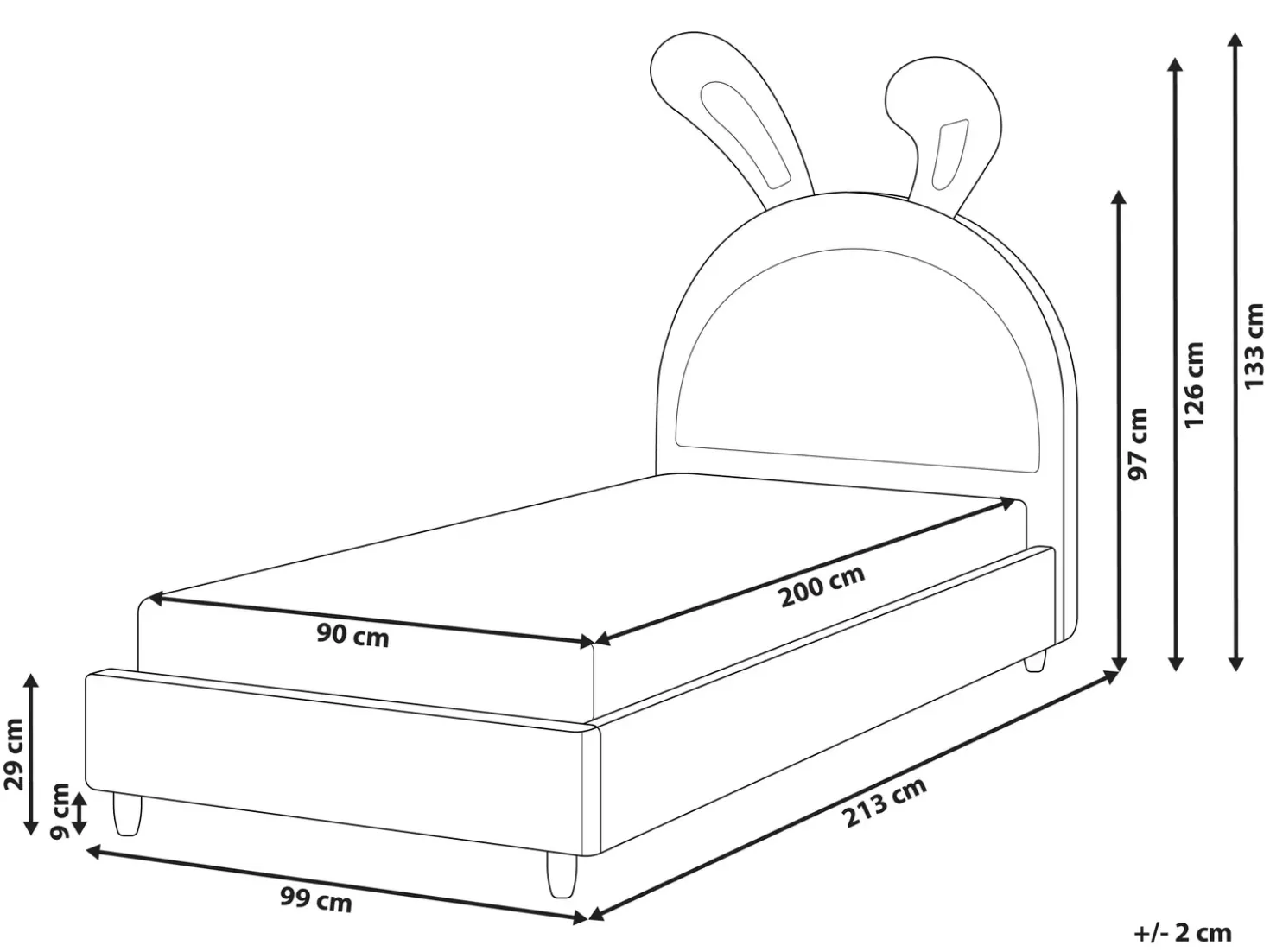 Letto per bambini Coniglio Velluto LALLIAS 90 x 200 cm Rosa