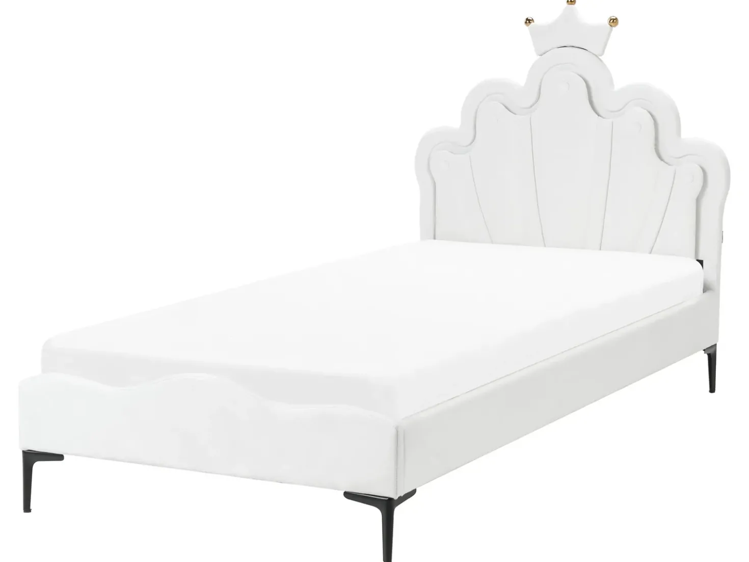Letto per bambini Corona Velluto RUBIAN 90 x 200 cm con Luci LED Bianco