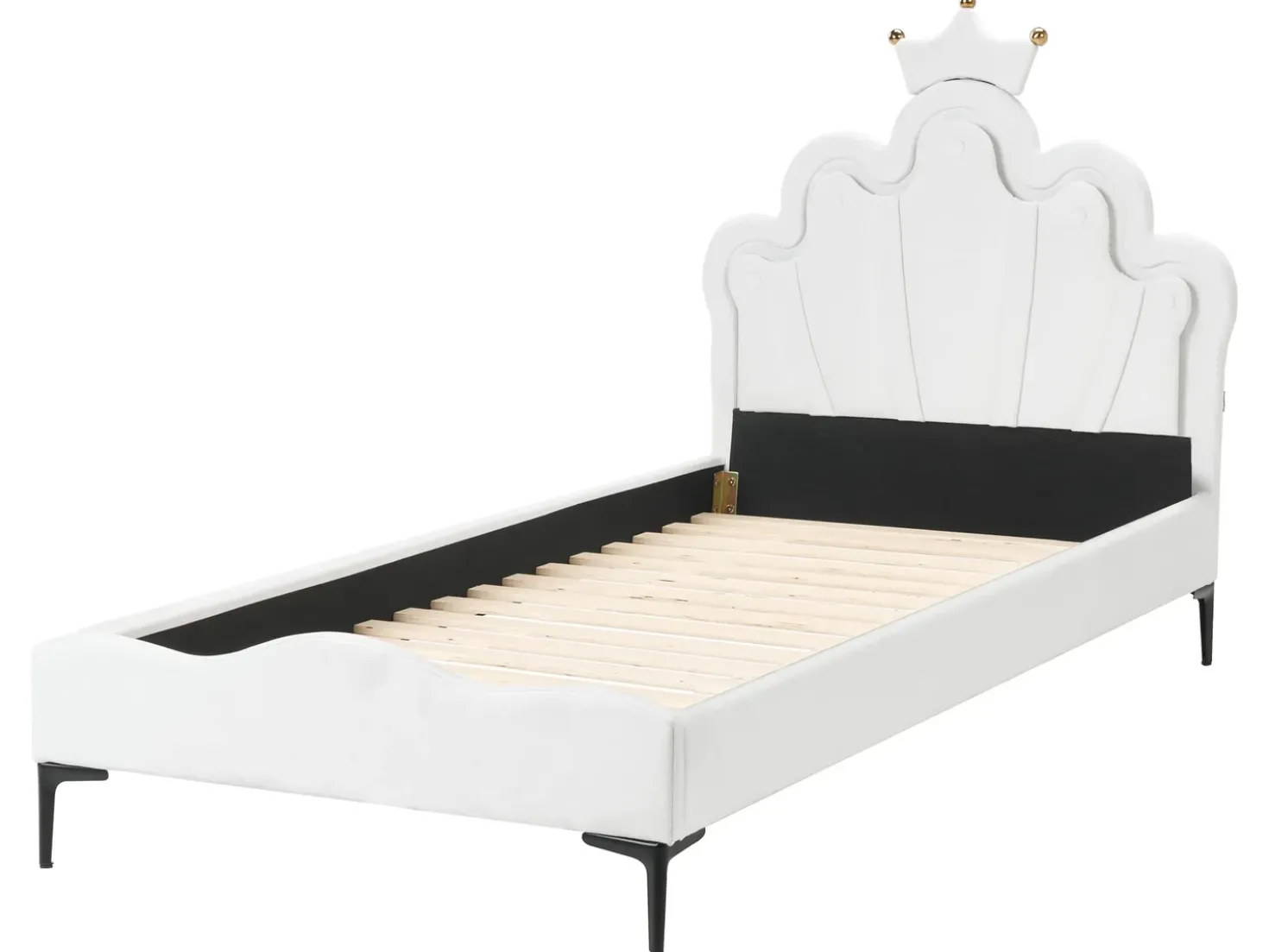 Letto per bambini Corona Velluto RUBIAN 90 x 200 cm con Luci LED Bianco
