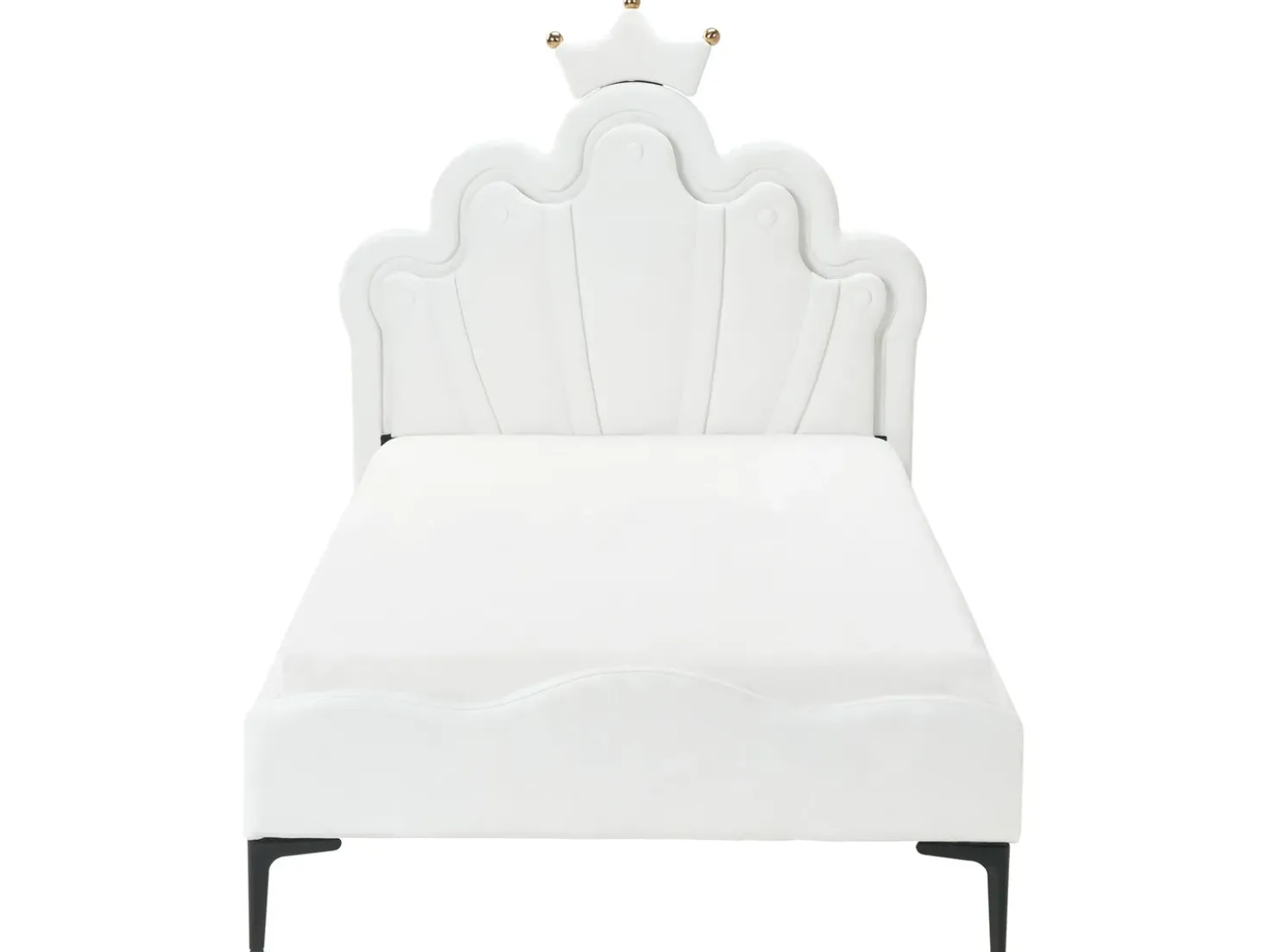 Letto per bambini Corona Velluto RUBIAN 90 x 200 cm con Luci LED Bianco