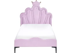 Letto per bambini Corona Velluto RUBIAN 90 x 200 cm con Luci LED Viola