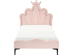 Letto per bambini Corona Velluto RUBIAN 90 x 200 cm con Luci LED Rosa