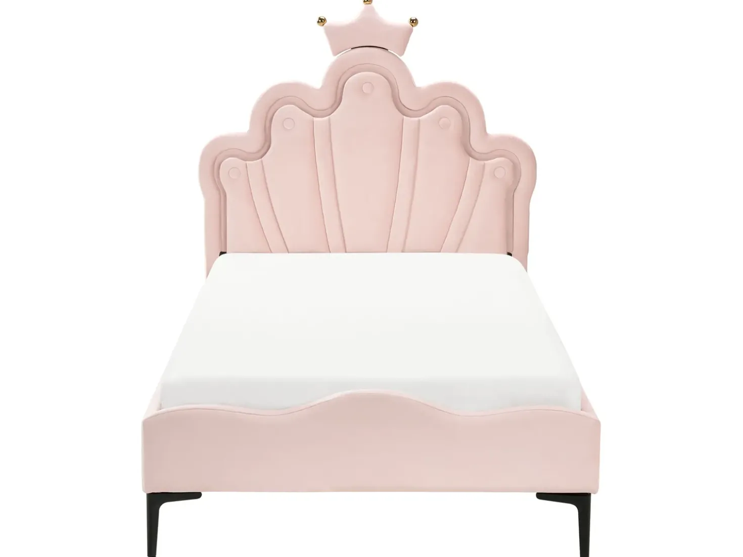 Letto per bambini Corona Velluto RUBIAN 90 x 200 cm con Luci LED Rosa