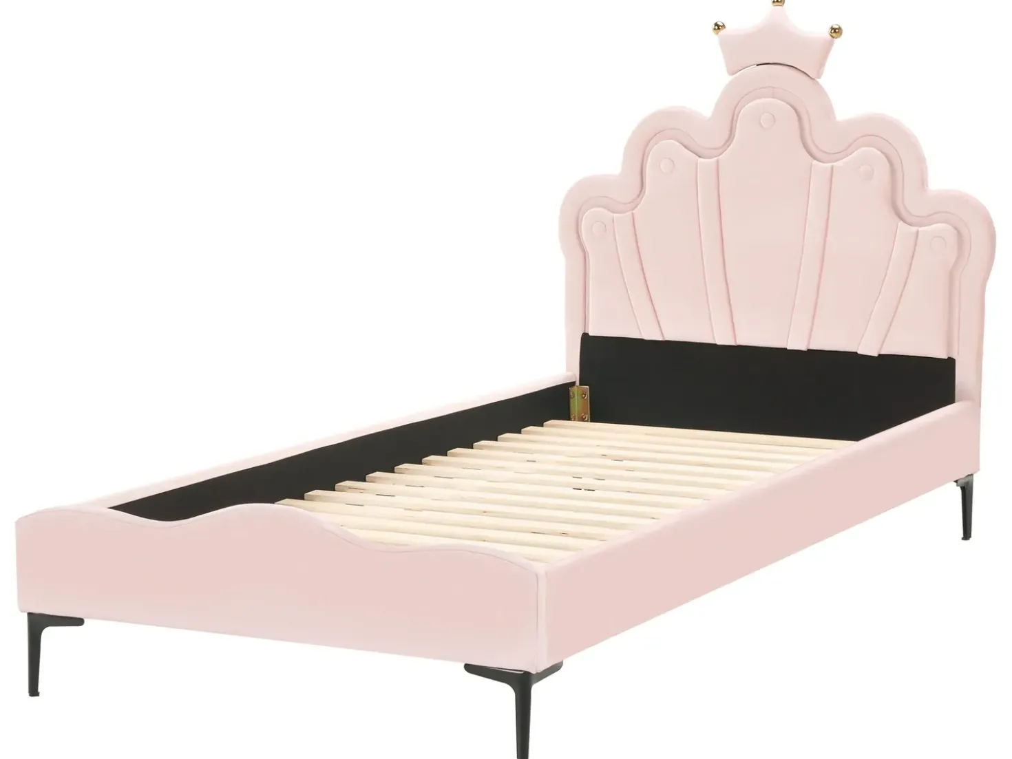 Letto per bambini Corona Velluto RUBIAN 90 x 200 cm con Luci LED Rosa