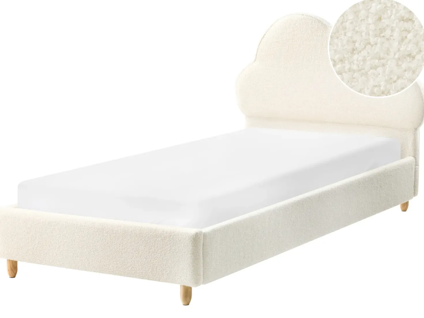 Letto per bambini Nuvola Bouclé BELLEVUE 90 x 200 cm Bianco sporco