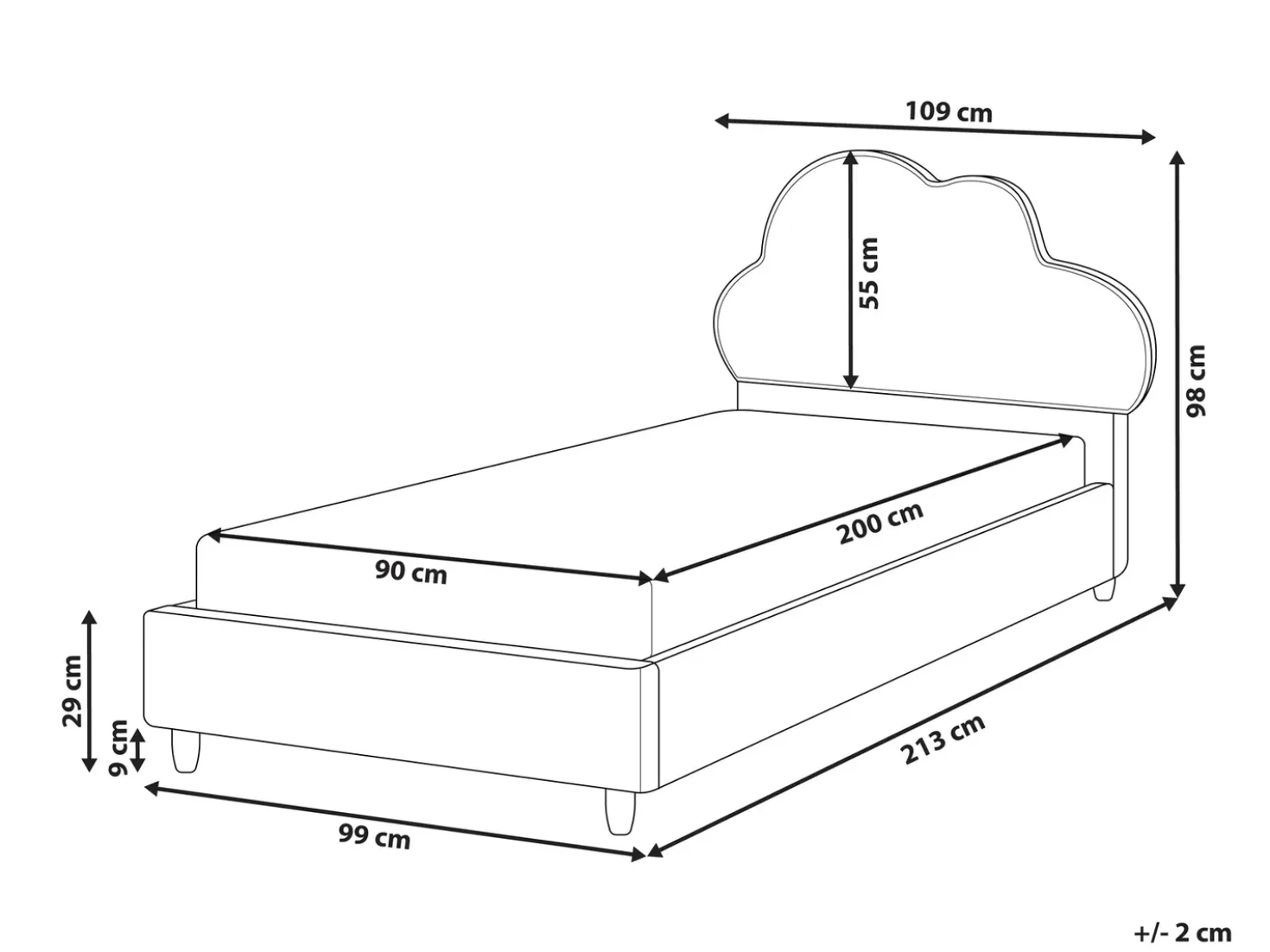 Letto per bambini Nuvola Bouclé BELLEVUE 90 x 200 cm Bianco sporco