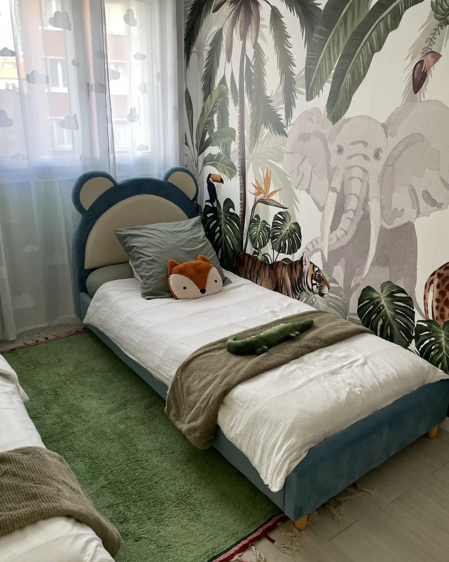 Letto per bambini Orsacchiotto Velluto MAILLES 90 x 200 cm Blu