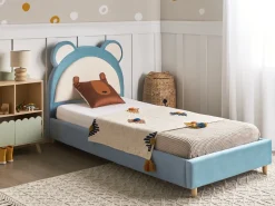 Letto per bambini Orsacchiotto Velluto MAILLES 90 x 200 cm Blu