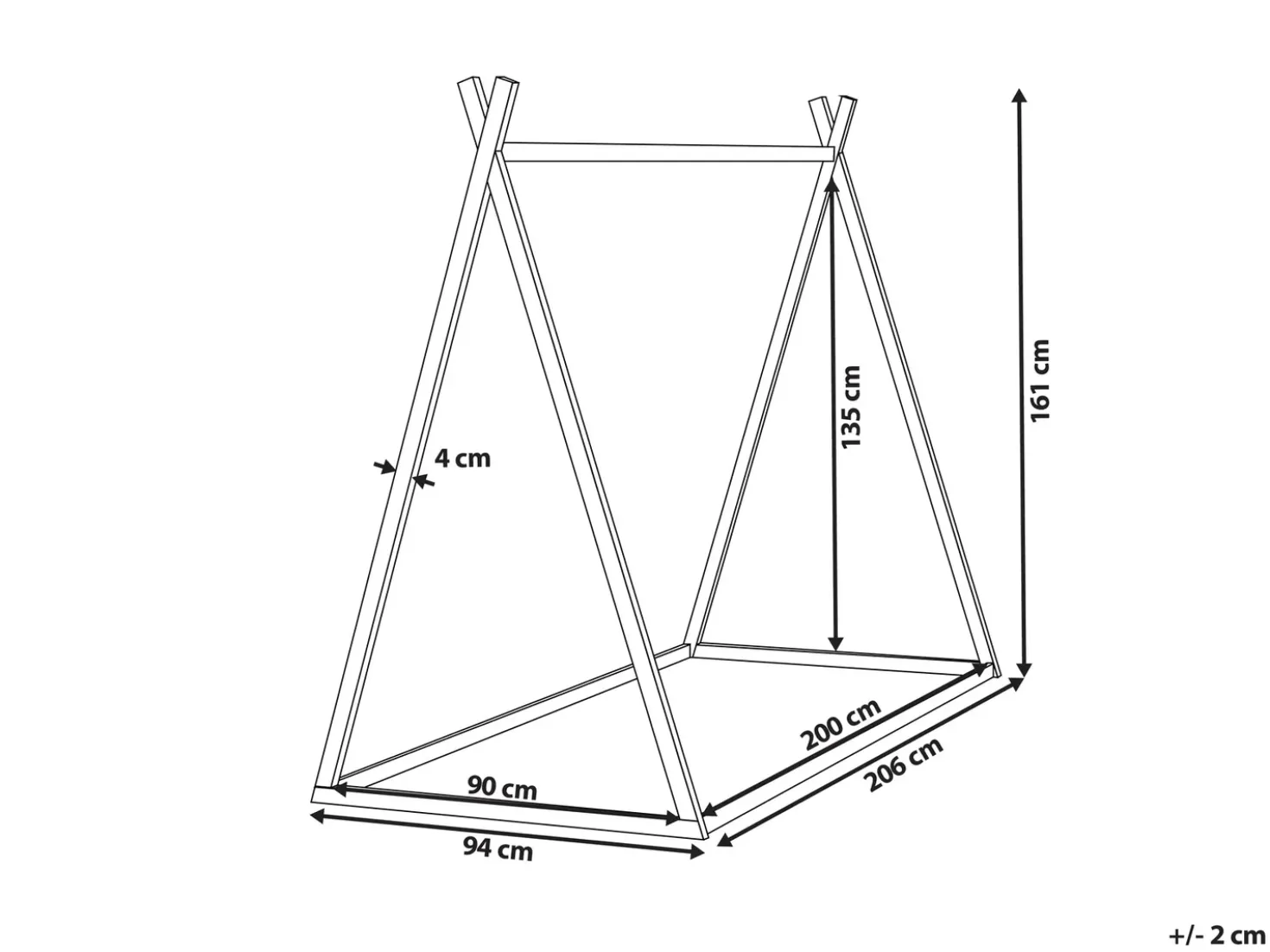 Letto per bambini Tenda Tipi Legno di pino SAURAT 90 x 200 cm Bianco