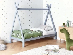 Letto per bambini Tenda Tipi Legno di pino DEVAY 90 x 200 cm Grigio
