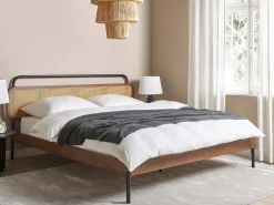 Letto Rattan BOUSSICOURT 180 x 200 cm Marrone scuro