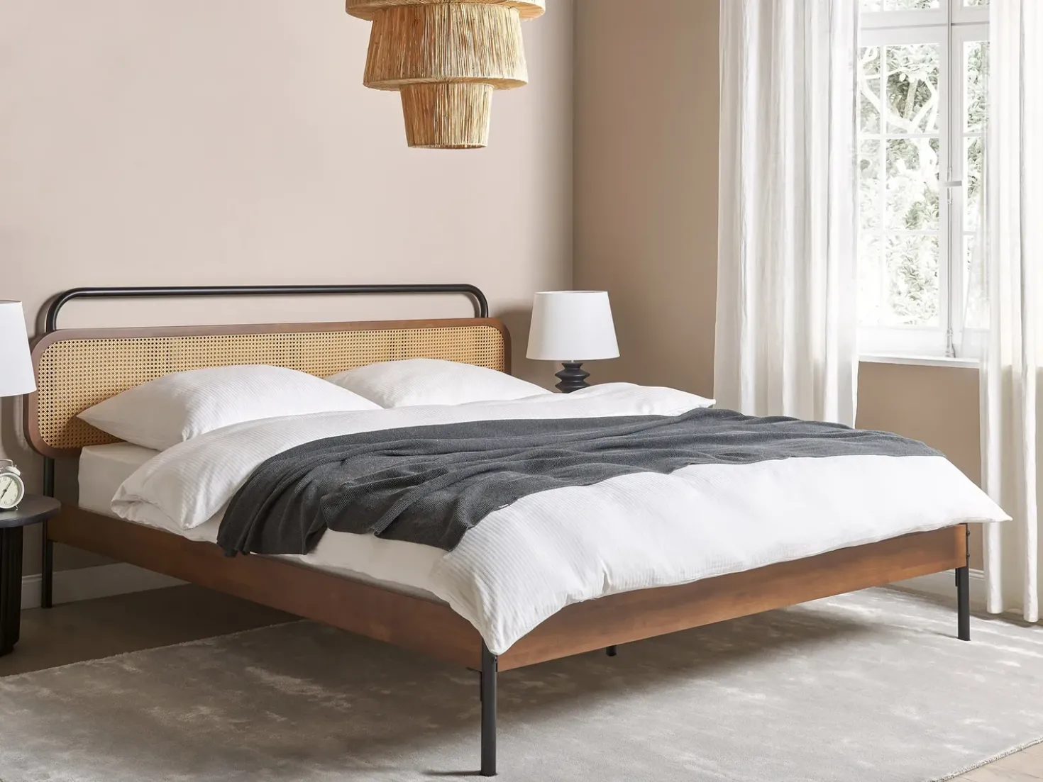 Letto Rattan BOUSSICOURT 180 x 200 cm Marrone scuro