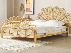 Letto Rattan FLORENTINE 180 x 200 cm Marrone chiaro