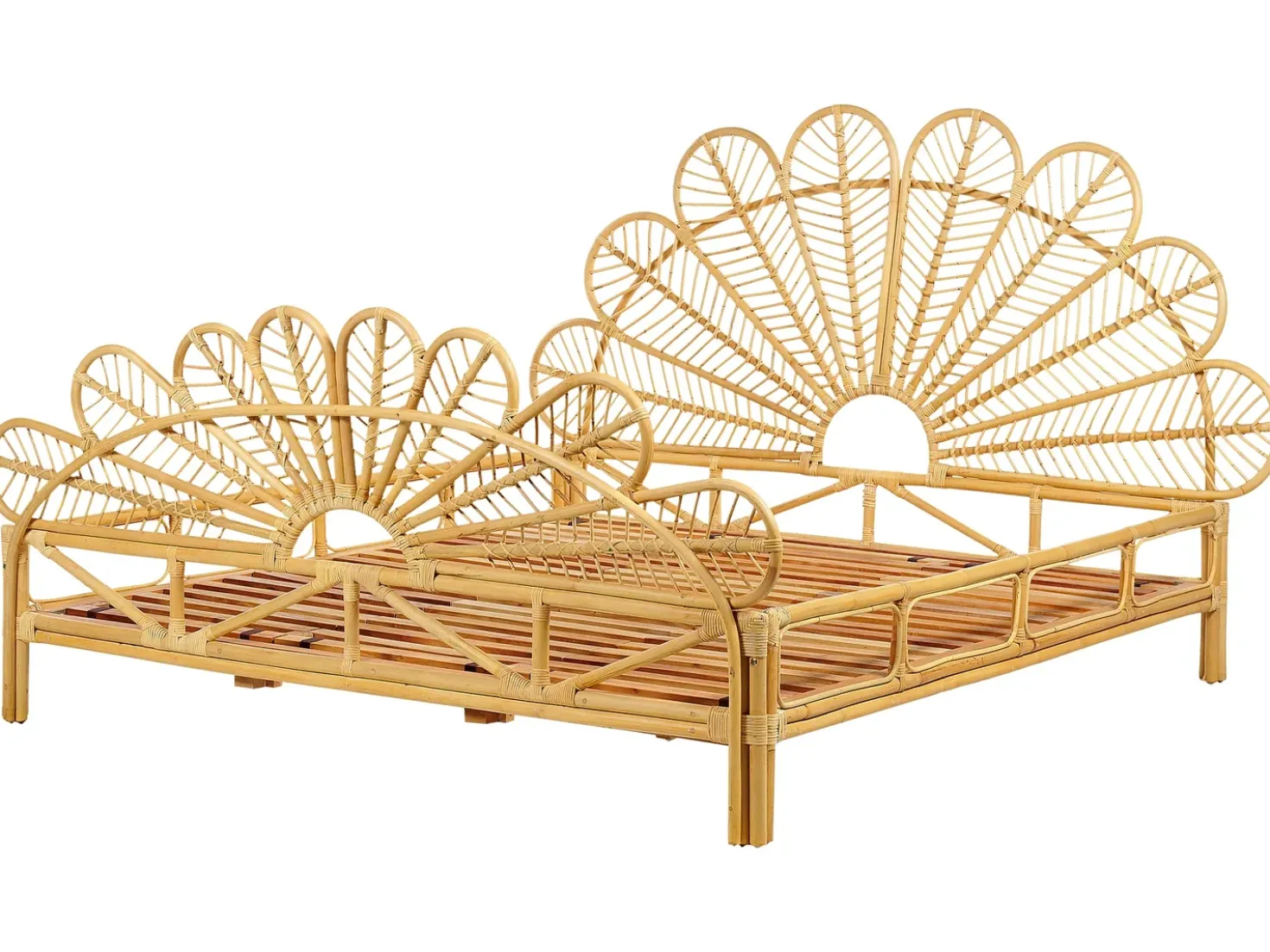 Letto Rattan FLORENTINE 180 x 200 cm Marrone chiaro