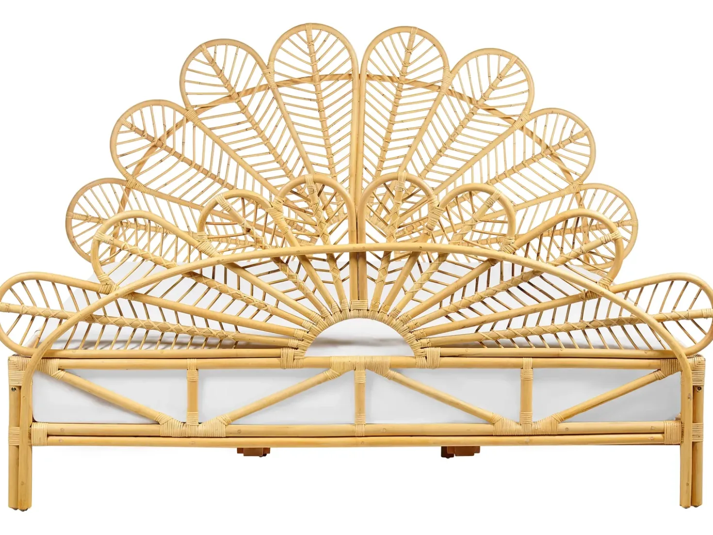 Letto Rattan FLORENTINE 180 x 200 cm Marrone chiaro