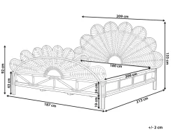 Letto Rattan FLORENTINE 180 x 200 cm Marrone chiaro
