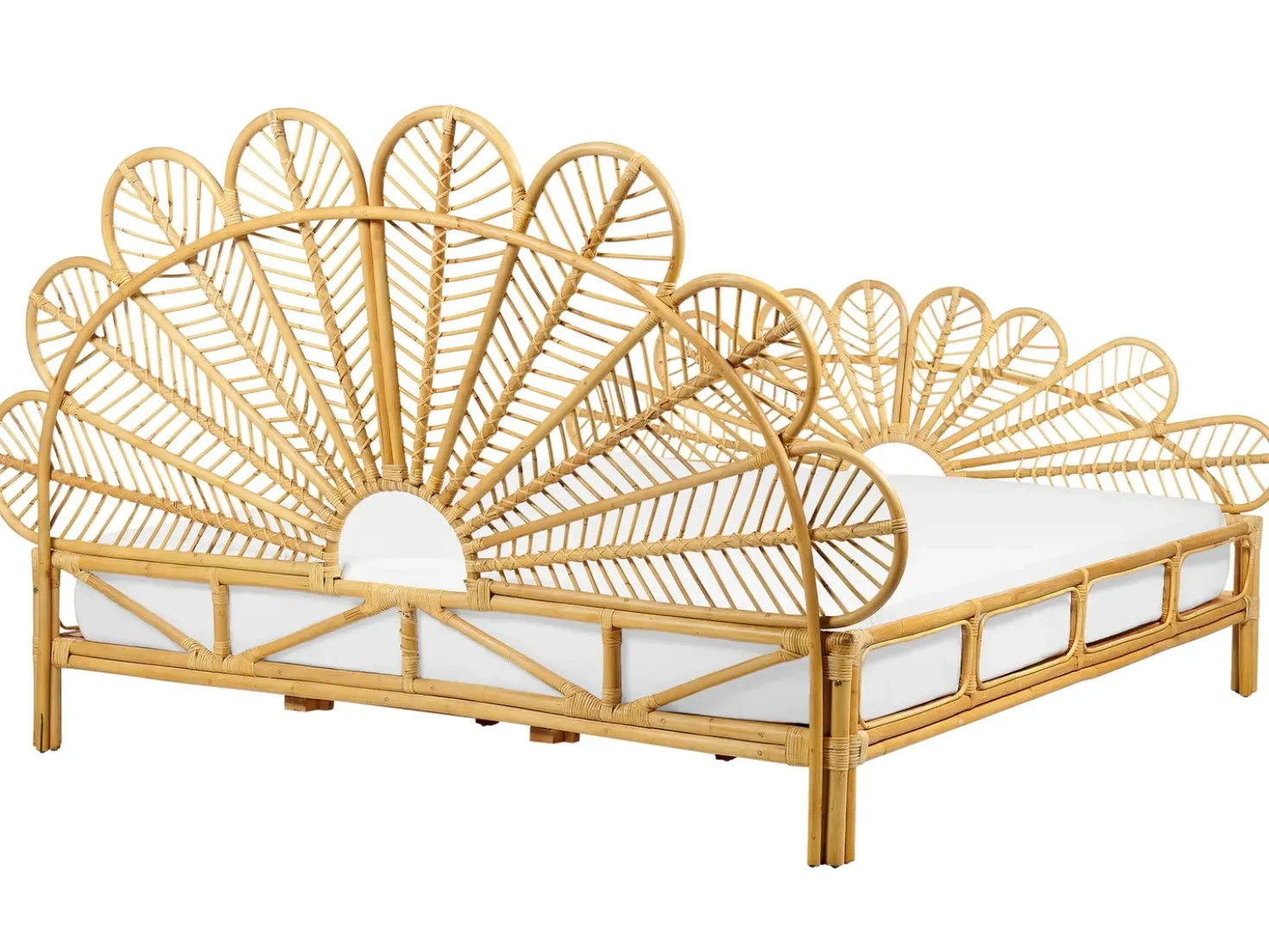 Letto Rattan FLORENTINE 180 x 200 cm Marrone chiaro