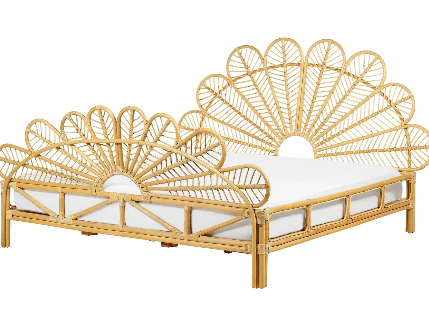 Letto Rattan FLORENTINE 180 x 200 cm Marrone chiaro