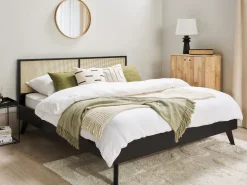 Letto Rattan MONPAZIER 180 x 200 cm Nero