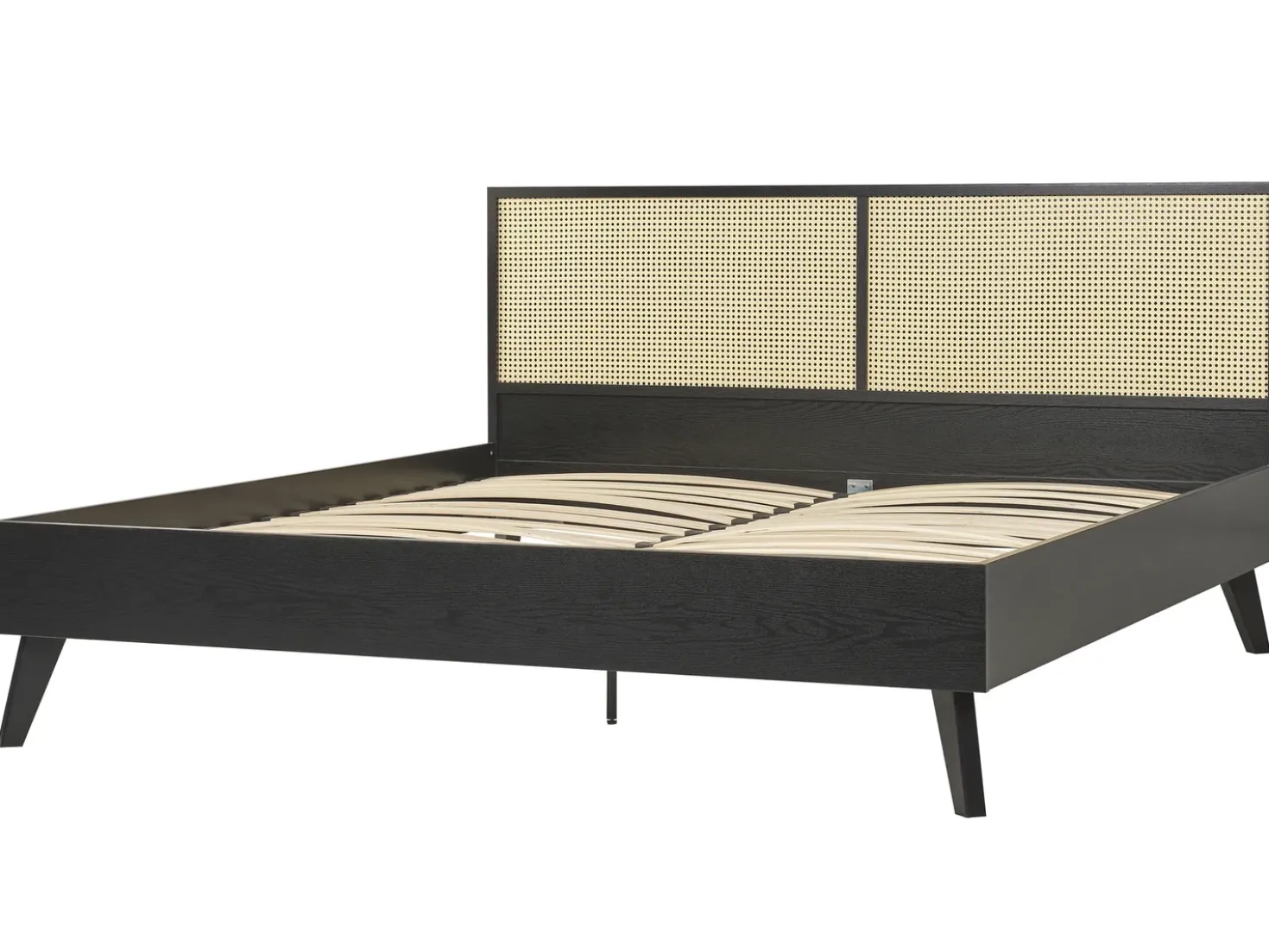 Letto Rattan MONPAZIER 180 x 200 cm Nero