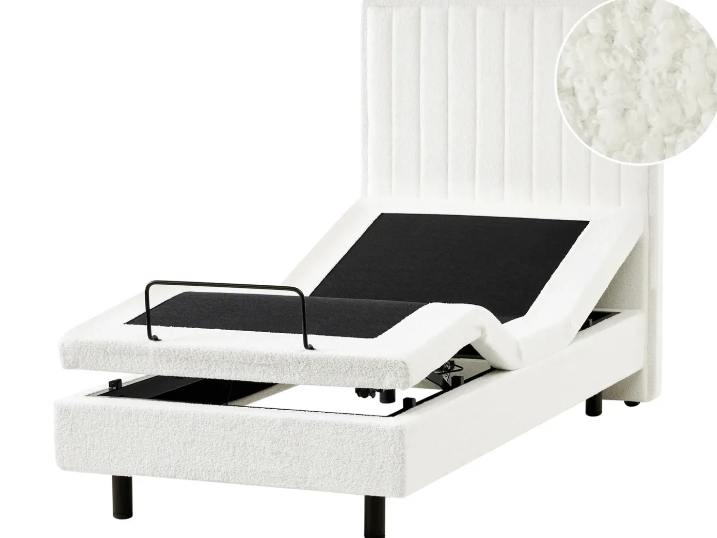 Letto regolabile Bouclé CASTELLAN 90 x 200 cm Bianco sporco