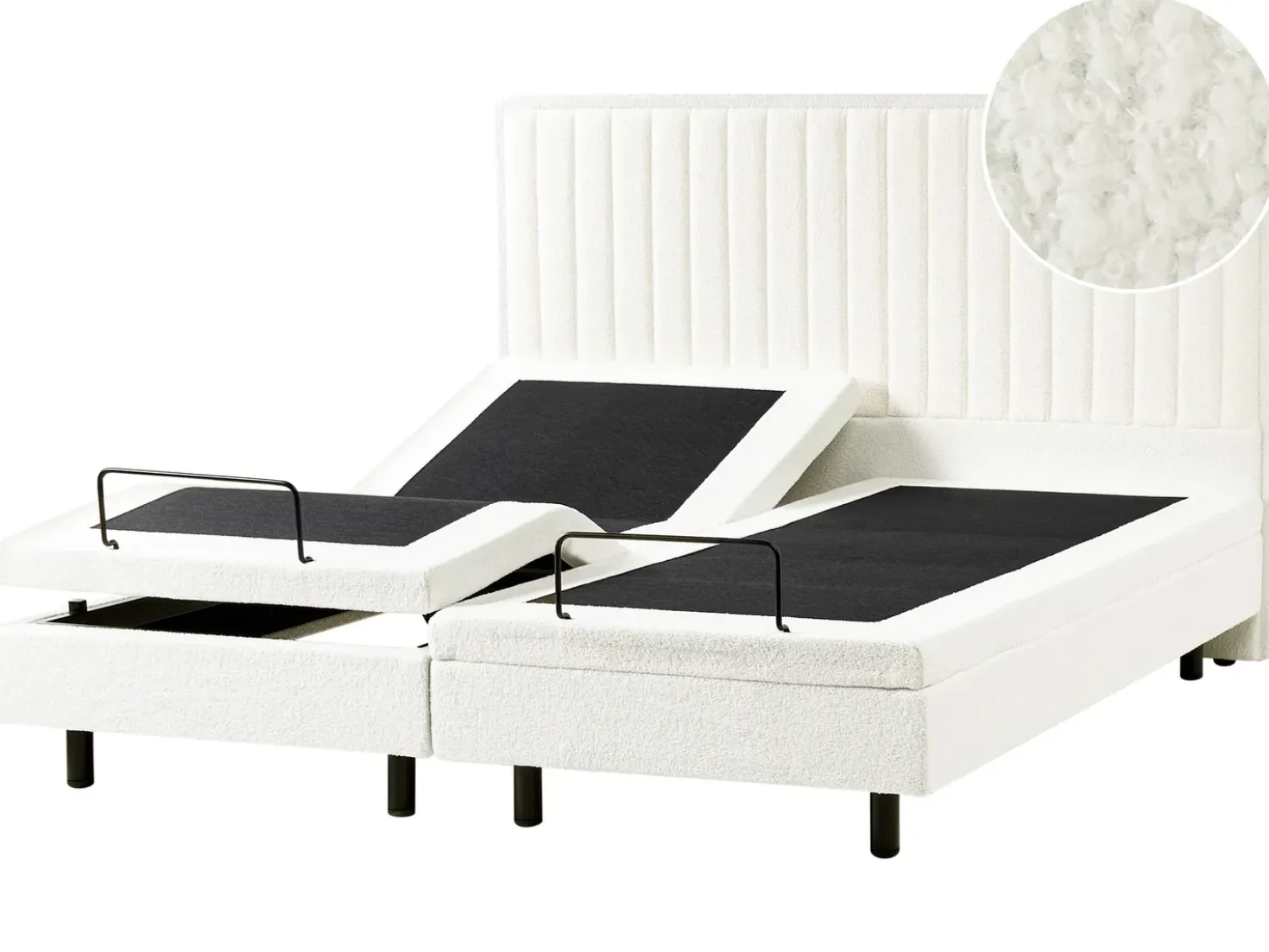 Letto regolabile Bouclé CASTELLAN 180 x 200 cm Bianco sporco