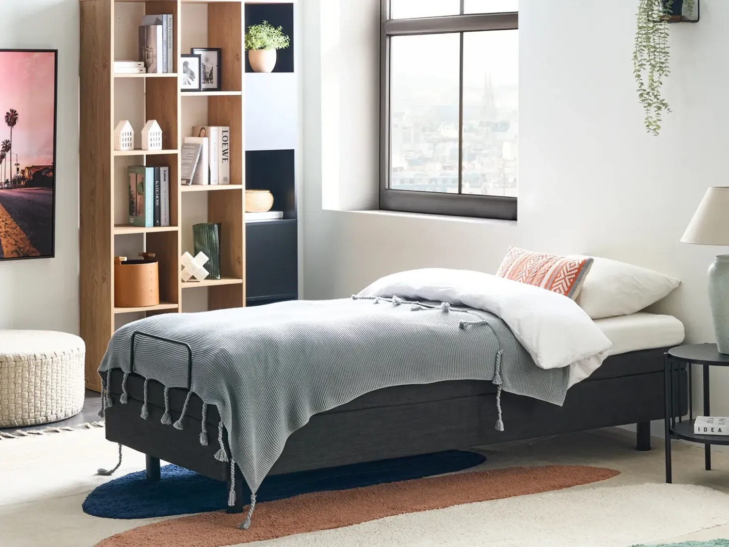 Letto regolabile senza testiera Tessuto DUKE 90 x 200 cm Grigio scuro