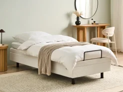 Letto regolabile senza testiera Bouclé DUKE 90 x 200 cm Bianco sporco