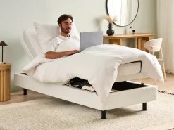 Letto regolabile senza testiera Bouclé DUKE 90 x 200 cm Bianco sporco