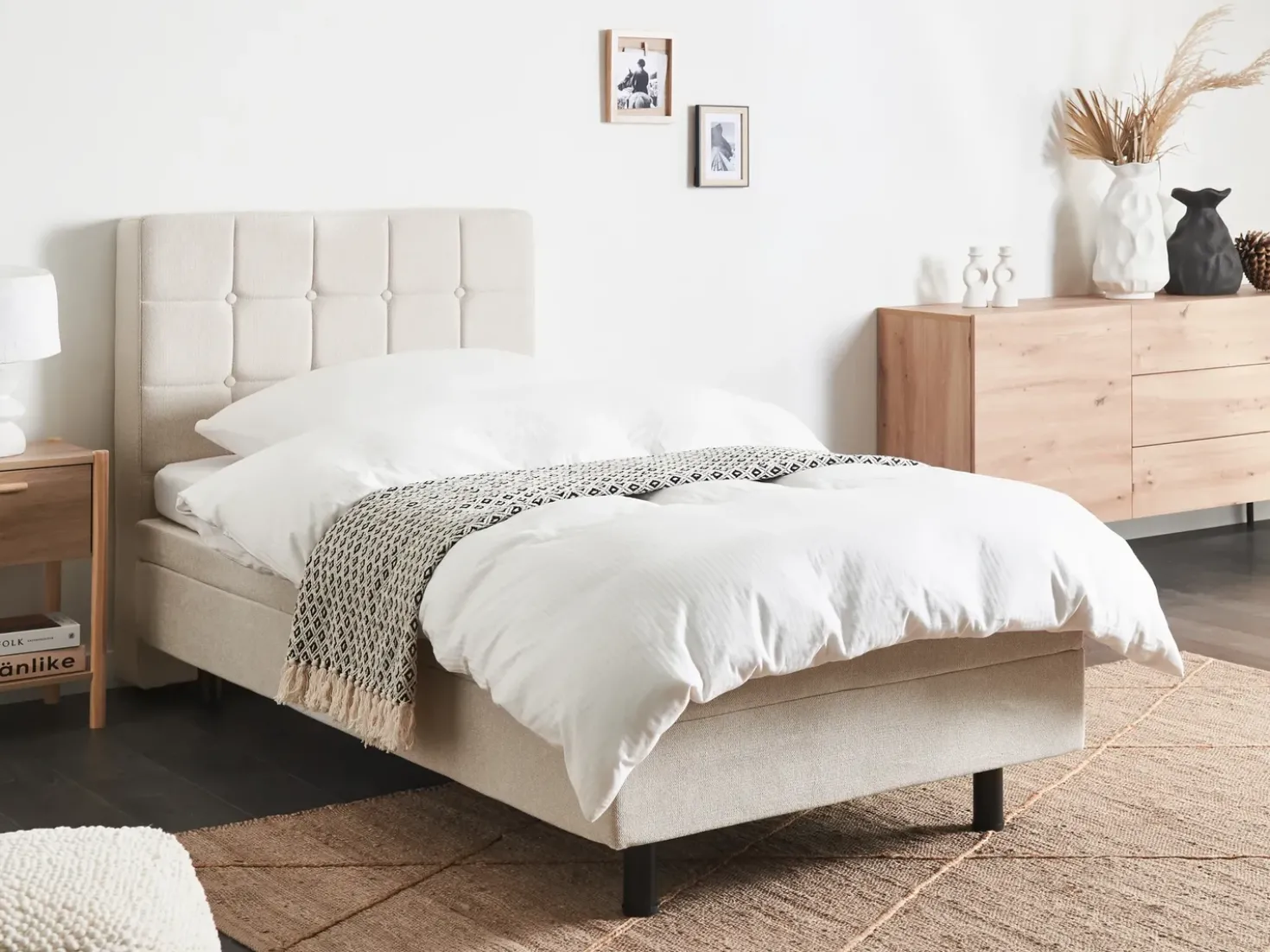 Letto regolabile Tessuto DUKE 90 x 200 cm Beige chiaro