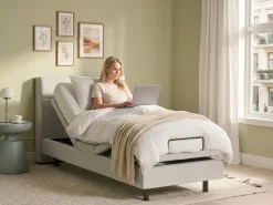 Letto regolabile Tessuto VICEROY 90 x 200 cm Beige chiaro