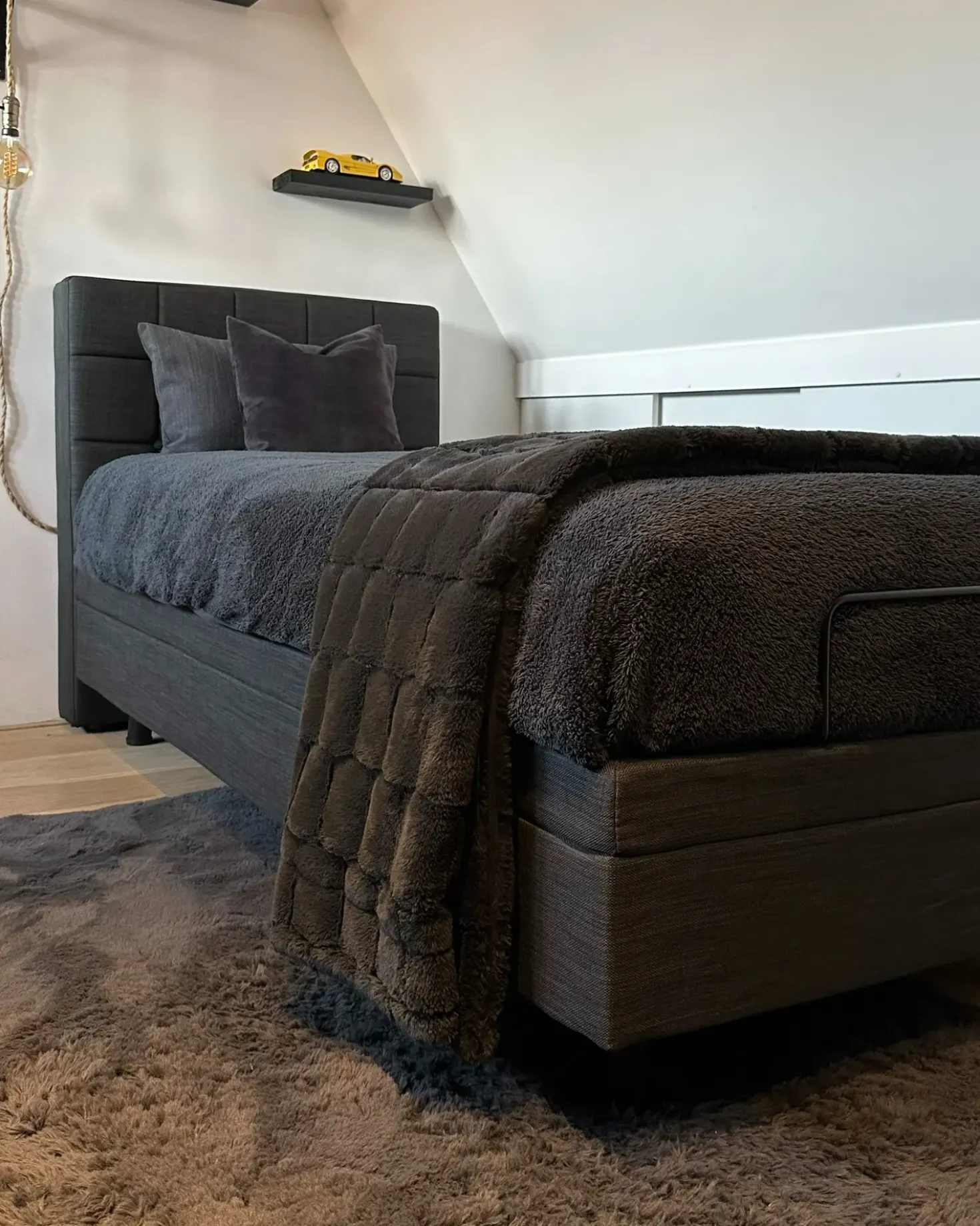 Letto regolabile Tessuto DUKE 90 x 200 cm Grigio scuro