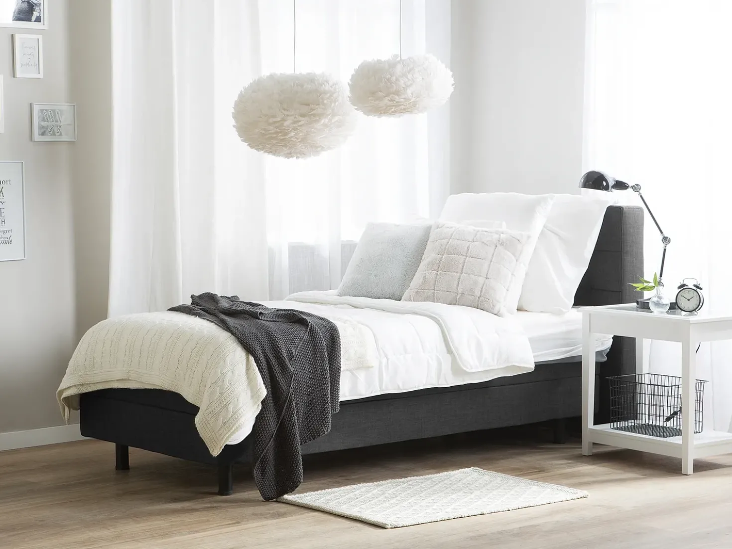 Letto regolabile Tessuto DUKE 90 x 200 cm Grigio scuro