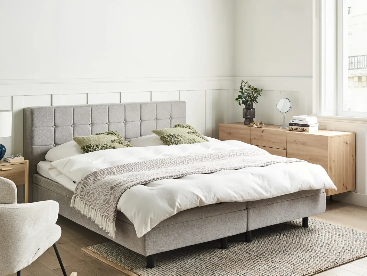 Letto regolabile Tessuto DUKE 180 x 200 cm Grigio chiaro
