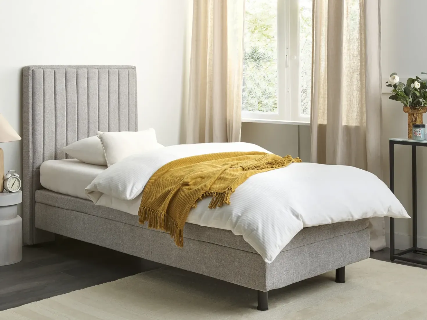 Letto regolabile Tessuto CASTELLAN 90 x 200 cm Grigio chiaro