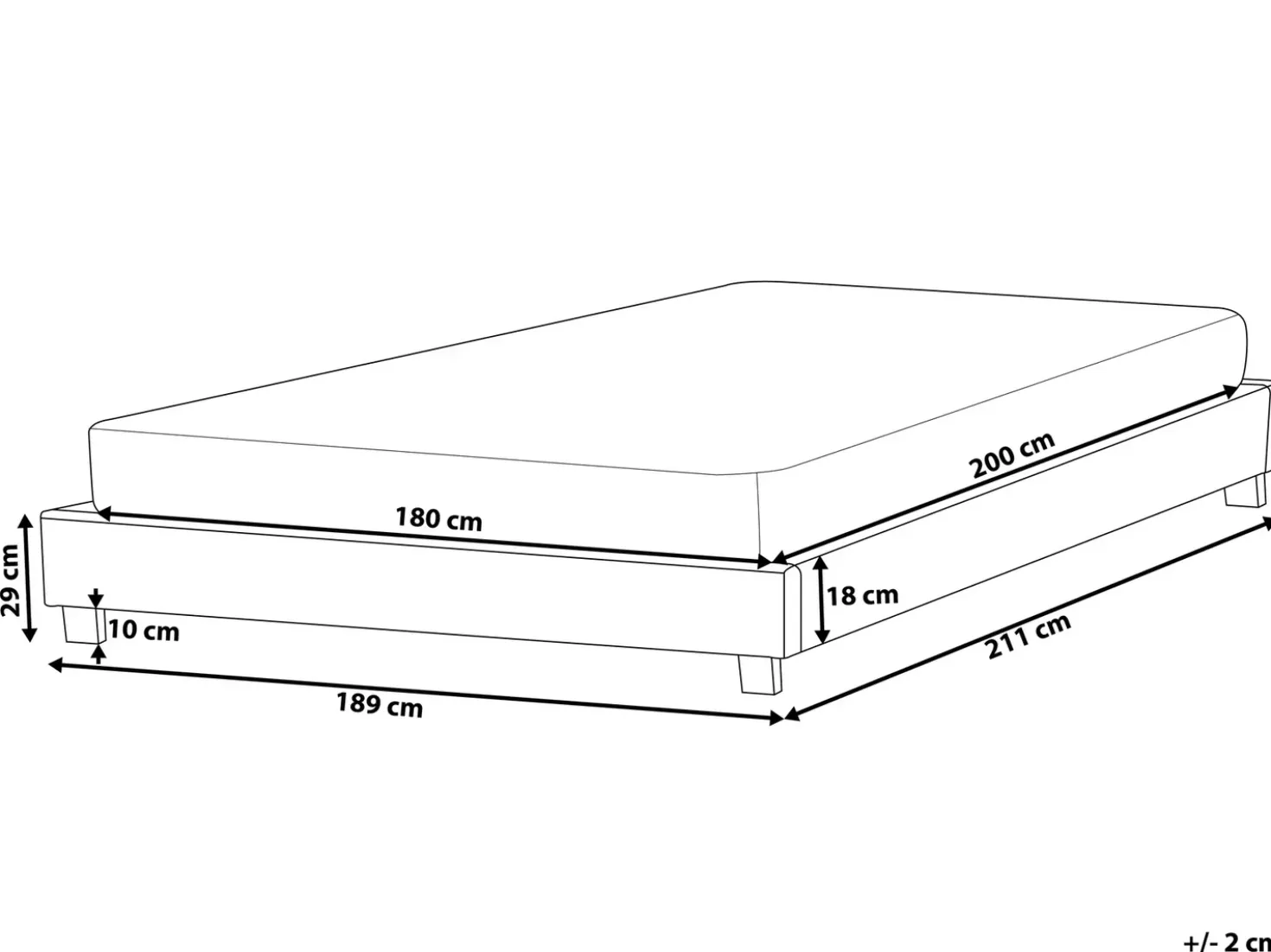 Letto senza testata Tessuto ROANNE 180 x 200 cm Beige