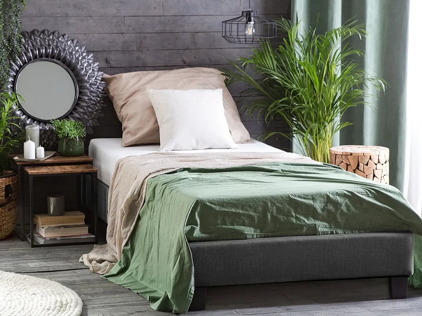 Letto senza testata Tessuto ROANNE 90 x 200 cm Grigio