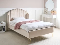 Letto Tessuto AMBILLOU 120 x 200 cm Beige chiaro